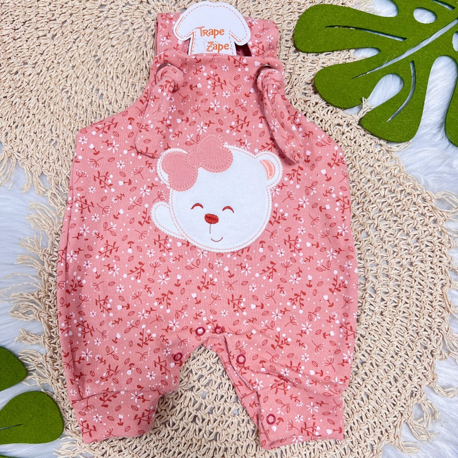  Jardineira Nózinho - Ursinha com Laço - Salmão